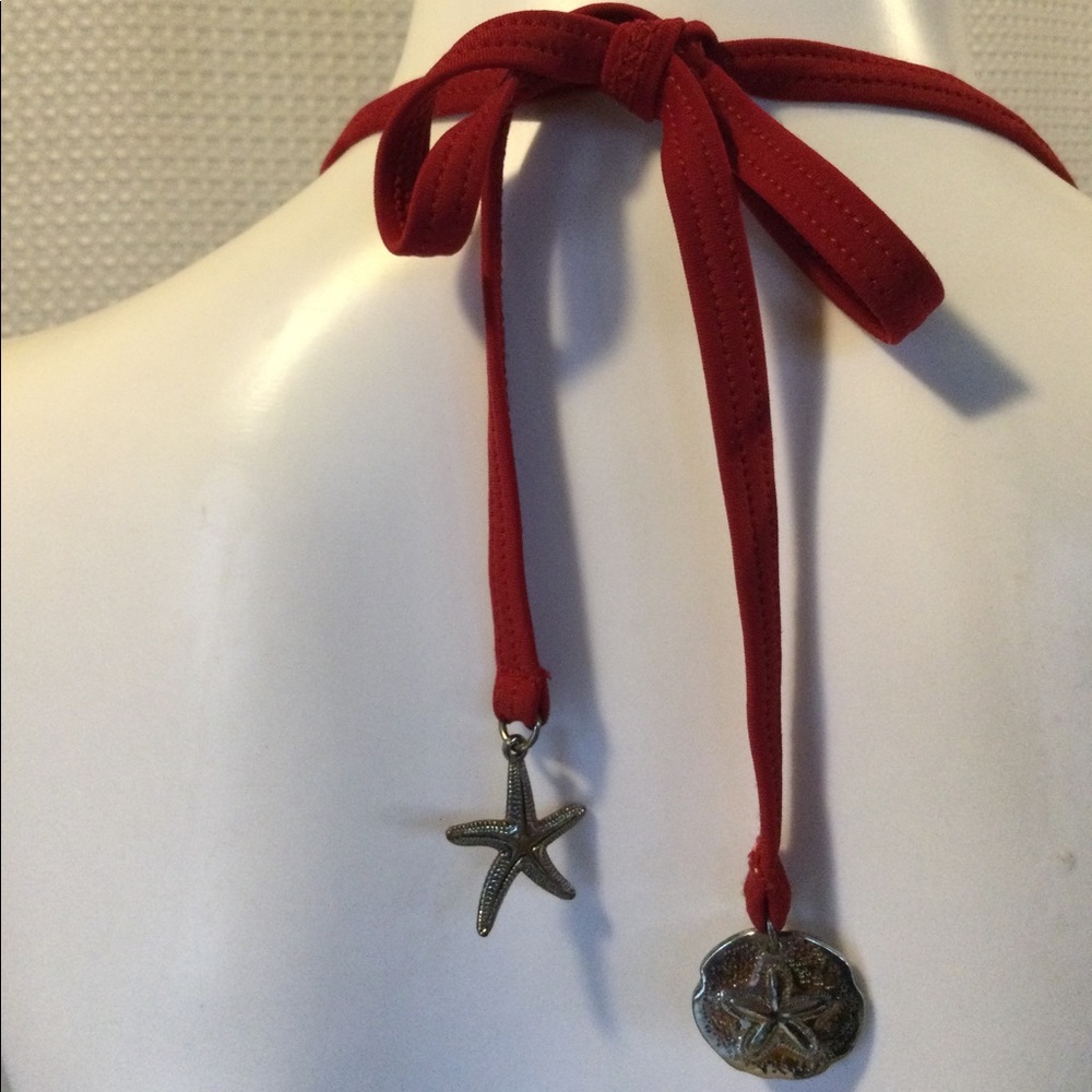 💎2xHP!💎GAP Body | RARE Burgundy String Bikini Top With Charms - Picture 3 of 11